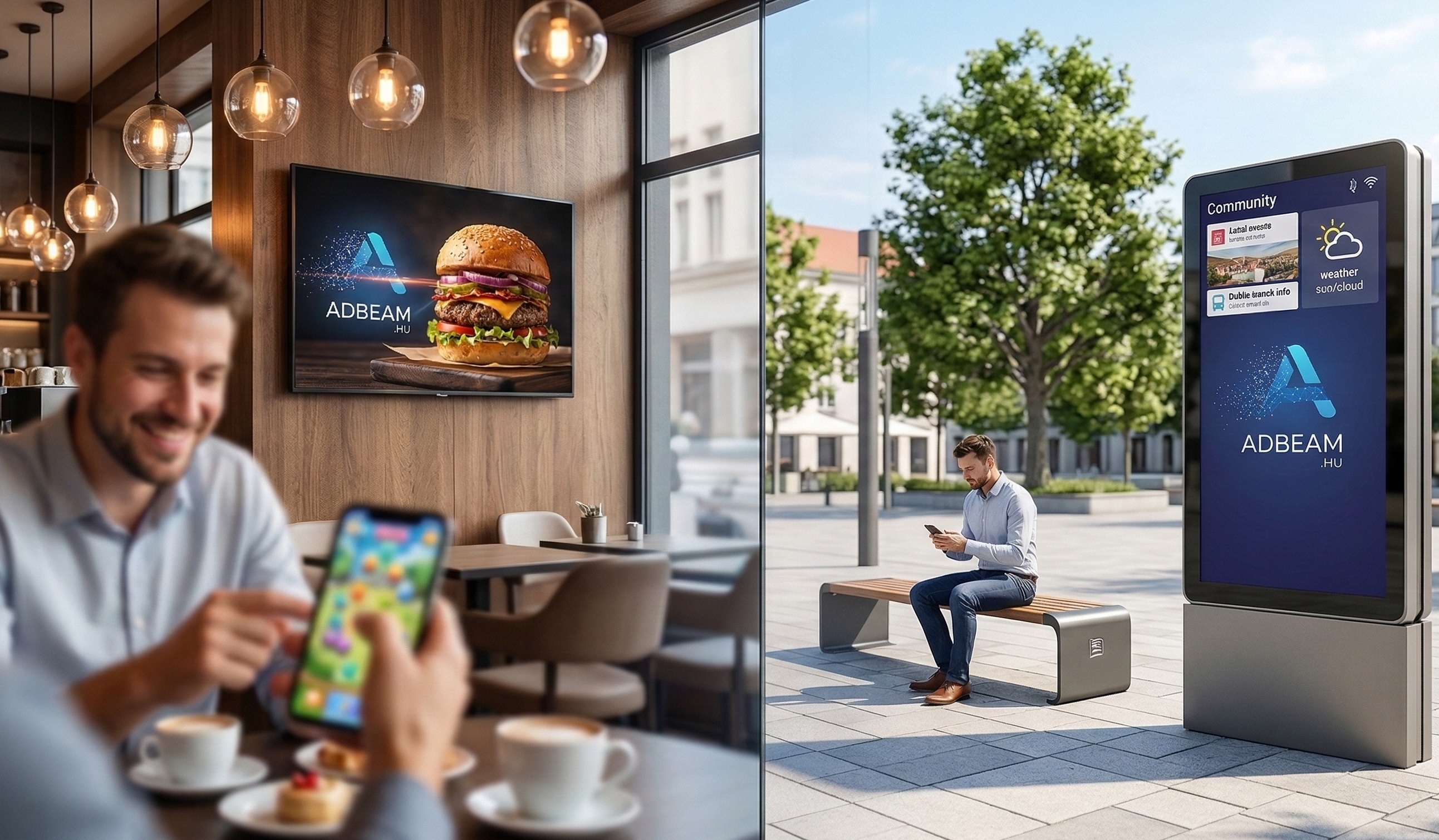 Digitális kijelzők vendéglátóhelyen – AdBeam